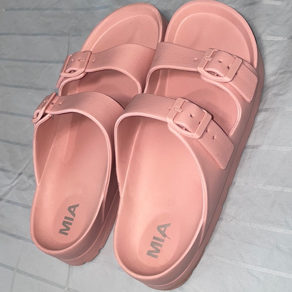 MIA Pink Minimalist Sandals with Decorative Buckles Size 9